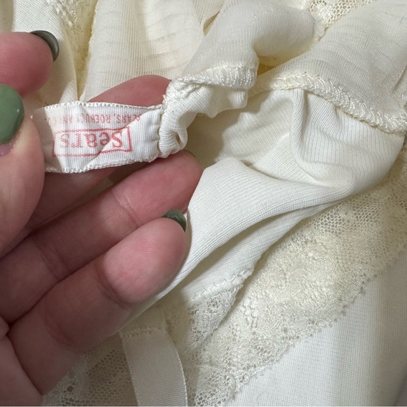 Vintage White Lace Pleated Trim Slip Dress - Picture 8 of 8